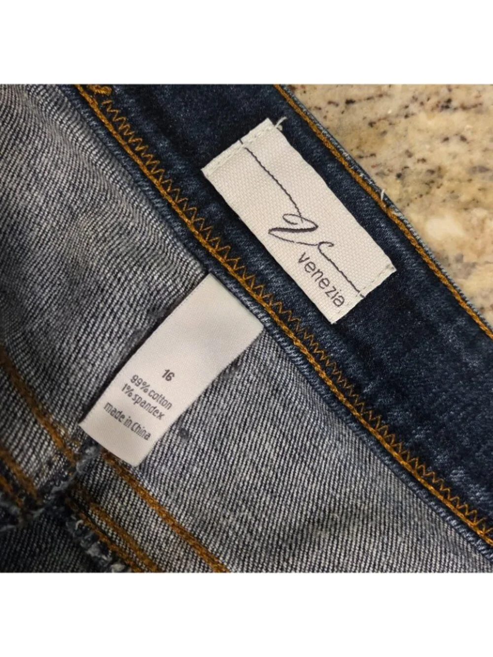 Venezia Lane Bryant Size 16 Stretch Denim Midi Skirt Medallion Pocket Side Panel